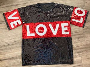 "I Love Me" Oversized sequin shirt