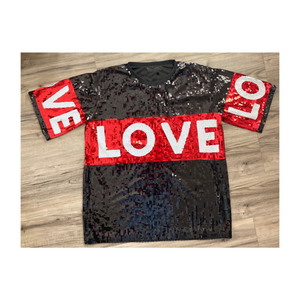 "I Love Me" Oversized sequin shirt